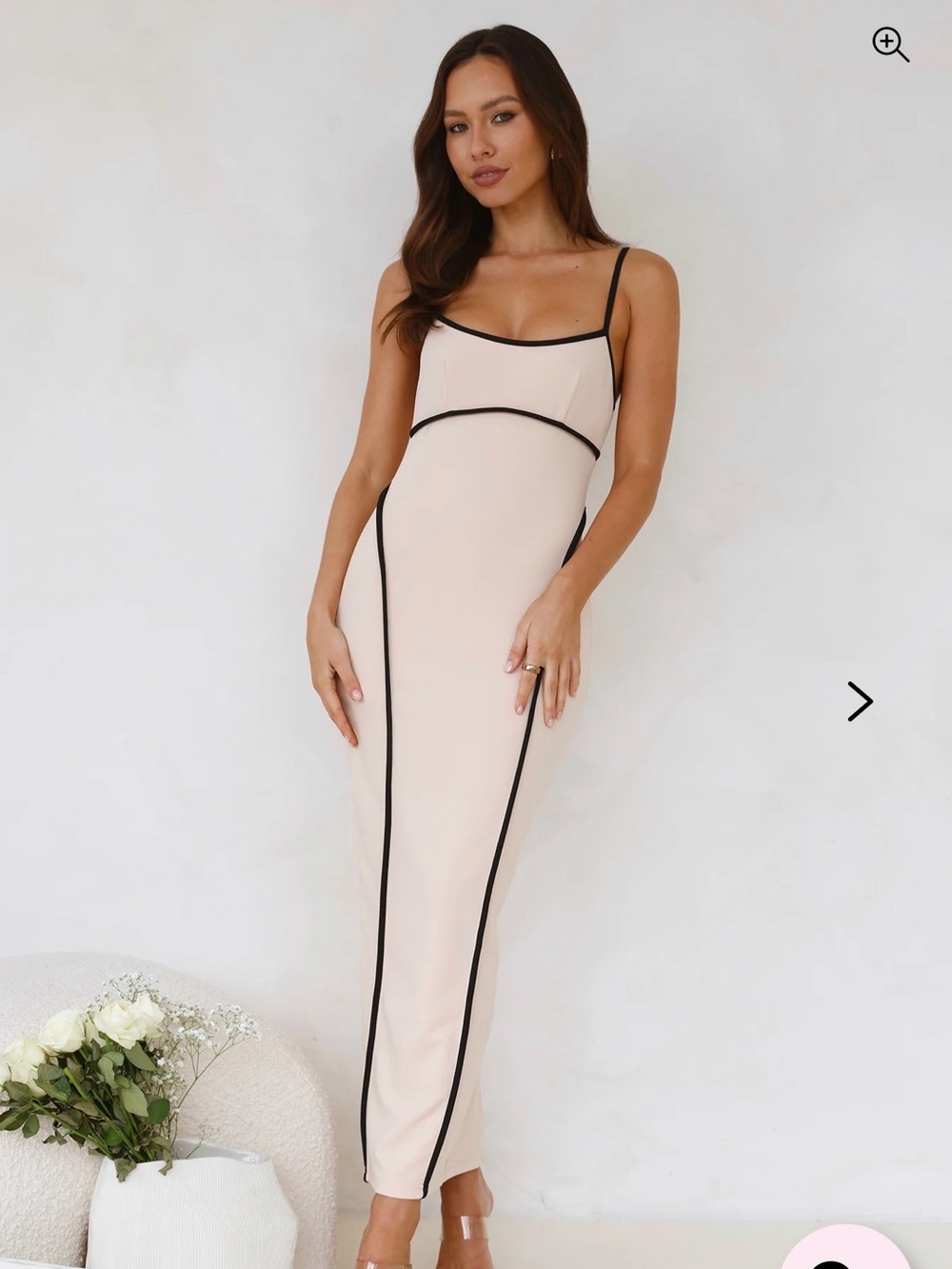 Hello Molly Cream Maxi Dress with Black Piping